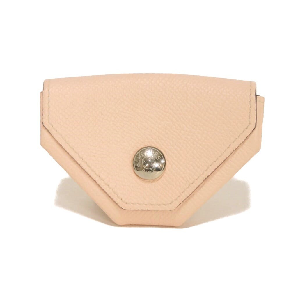Hermes coin case, Le Vingt-Quatre, Epsom calfskin, pastel pink, silver Sellie...